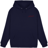 Front view of Arvenzo Pure Ground hoodie in navy, unisex design with a simple, clean look and a classic hood silhouette.