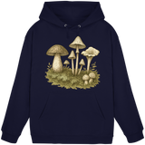 Front view of Arvenzo Forest Floor Hoodie in navy, a unisex casual hoodie with a simple design and comfortable fit.