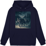 Unisex navy blue Arvenzo Pack North hoodie with front design, casual fit, and soft fabric, displayed from the front.