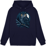 Front view of Arvenzo Night Watch Hoodie in navy blue, unisex hoodie with a simple, classic design and a front pocket.