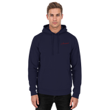 Front view of Arvenzo Pure Ground hoodie in navy, unisex design with a simple, classic fit and soft fabric.
