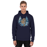 Front view of Arvenzo Snow Lynx hoodie in navy, unisex design with a basic fit and soft fabric.