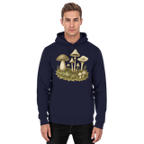 Front view of Arvenzo Forest Floor Hoodie, navy unisex hoodie with a forest-inspired design on the front.