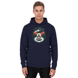 Arvenzo Star Map hoodie in navy, front view showing celestial star pattern on a unisex casual hoodie.