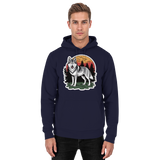 Front view of Arvenzo Lone Dusk unisex hoodie in navy with a simple design and a comfortable fit.