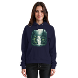 Unisex Fall Creek Hoodie by Arvenzo in navy blue with a front design, soft fabric, and a casual fit for everyday wear.