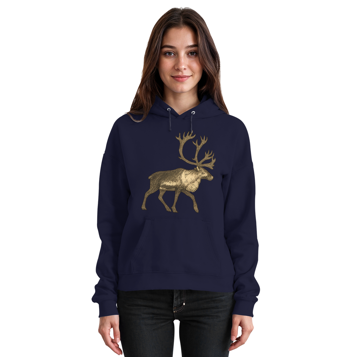 Front view of Arvenzo Tundra Walk hoodie in navy, unisex design with a cozy fit and simple style, perfect for casual wear.