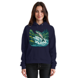 Front view of Arvenzo Silver Run hoodie in navy, featuring a basic unisex design with a hood and front pocket.