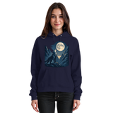 Front view of Arvenzo Silver Howl unisex hoodie in navy blue with a simple design and a comfortable fit.