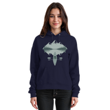 Navy blue Arvenzo Mirror Lake hoodie, front view, unisex casual sweatshirt with a simple design and soft fabric.