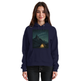 Front view of Arvenzo North Light unisex hoodie in navy with a simple design and comfortable fit.