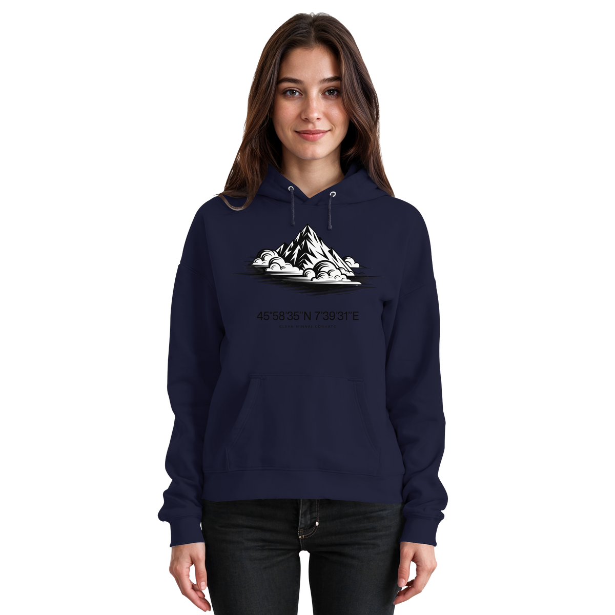 Arvenzo Summit Point hoodie in navy, front view showing classic unisex design and comfortable fit.
