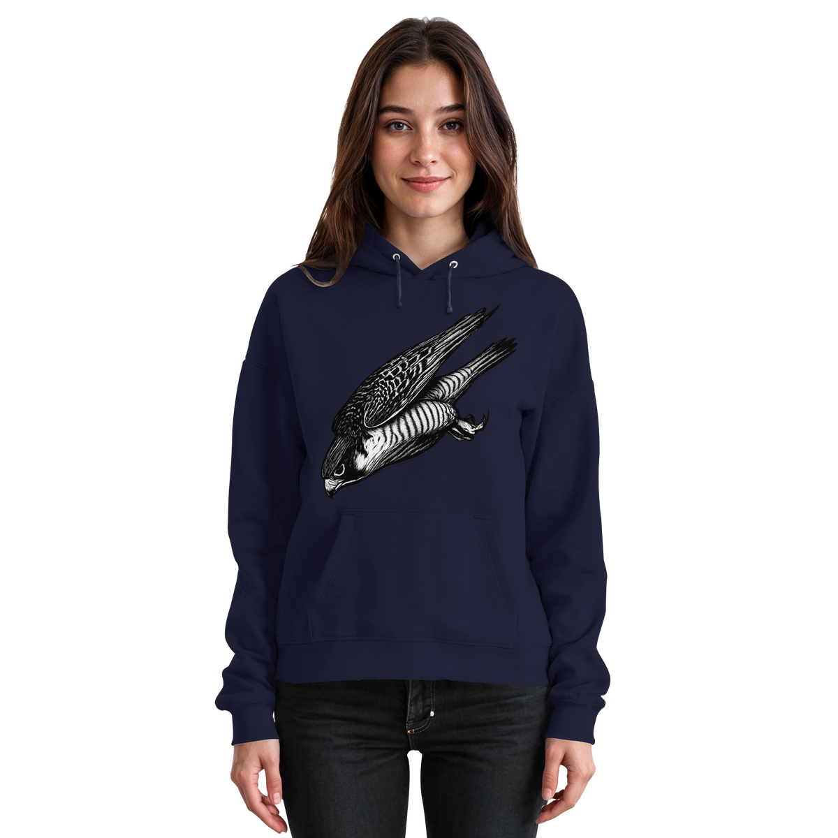 Front view of Arvenzo Swift Dive unisex hoodie in navy with a minimalist design and soft fabric.