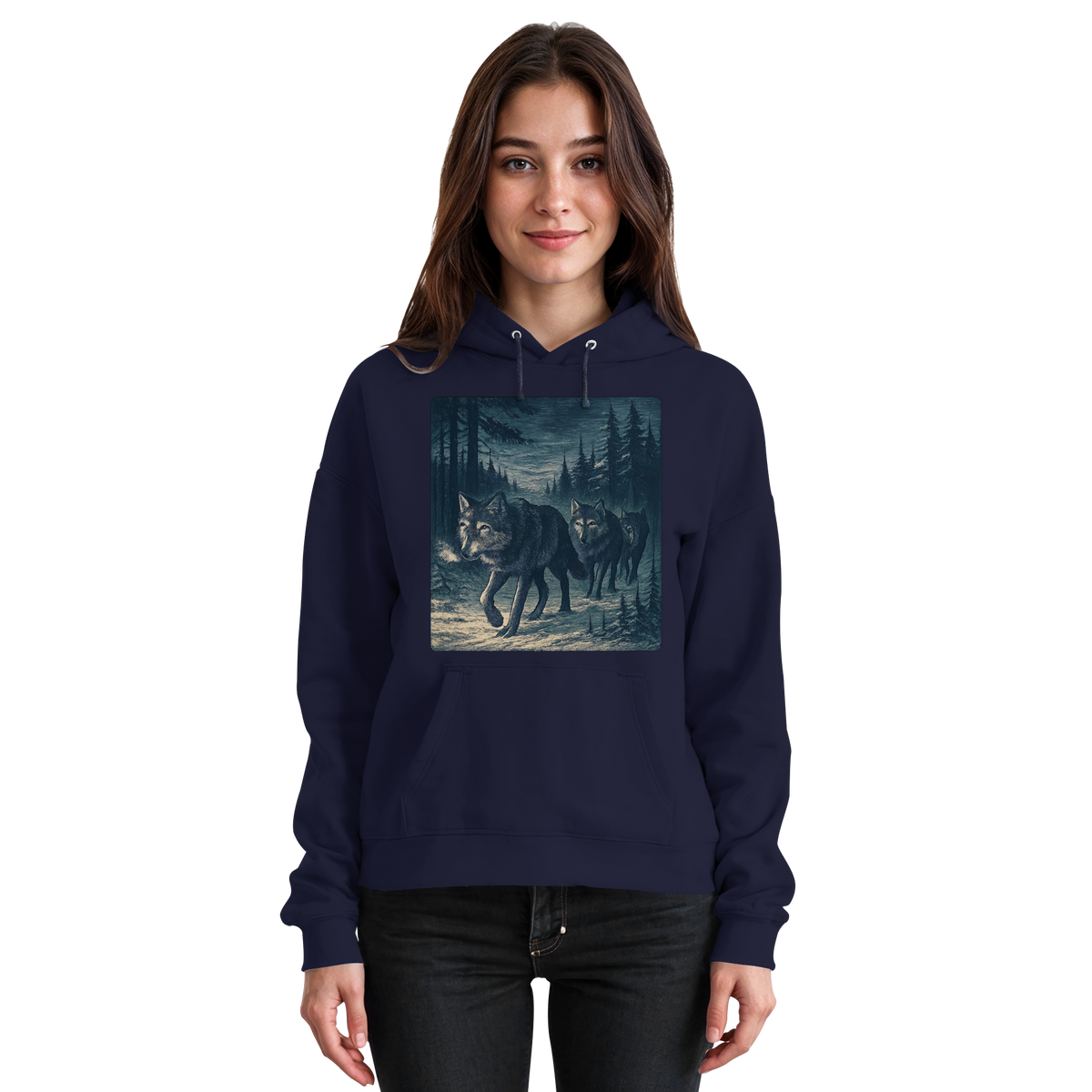 Front view of navy Arvenzo Pack North unisex hoodie with a simple design and a comfortable fit.