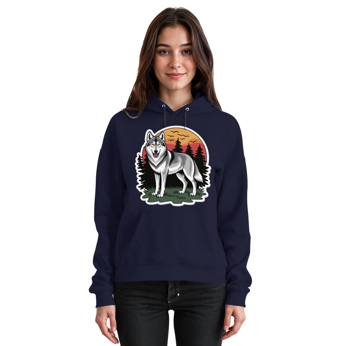 Unisex navy blue hoodie from Arvenzo with a front design, featuring a casual fit and soft fabric for comfortable wear.