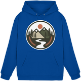 Royal blue unisex hoodie from Arvenzo, front view showing a simple, classic design with a hood and front pocket.