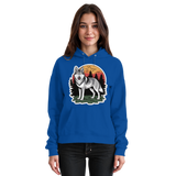 Front view of Arvenzo Lone Dusk unisex royal blue hoodie with a simple design and drawstring hood.