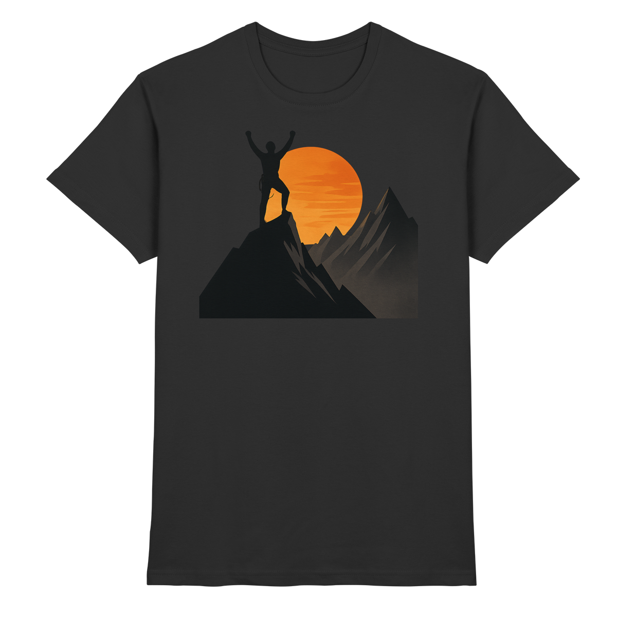 Black unisex Bold Ascent shirt by Arvenzo, front view showcasing a sleek, premium design and comfortable fit.