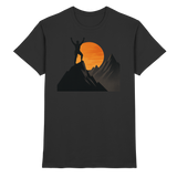 Black unisex Bold Ascent shirt by Arvenzo, front view showcasing a sleek, premium design and comfortable fit.