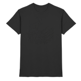 Black Arvenzo Cliff Edge unisex shirt featuring a front view with a sleek, minimalist design and premium fabric.