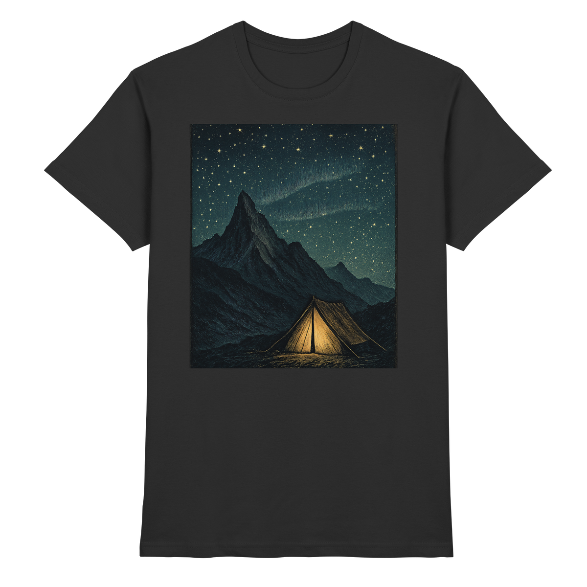 Black North Light unisex shirt by Arvenzo, front view showcasing a sleek design and comfortable fit.