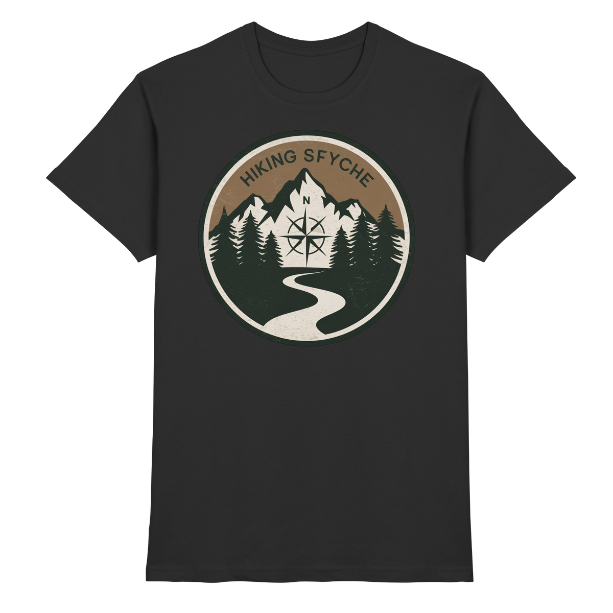 Black Trail Crest unisex shirt by Arvenzo featuring a front view with a stylish design and comfortable fit.