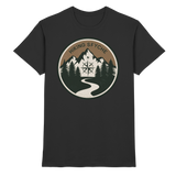 Black Trail Crest unisex shirt by Arvenzo featuring a front view with a stylish design and comfortable fit.