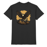 Black Iron Wing unisex shirt by Arvenzo displayed from the front, showcasing its sleek design and premium fabric.