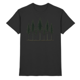 Front view of the black Arvenzo Pine Dusk unisex shirt with a sleek, modern design.