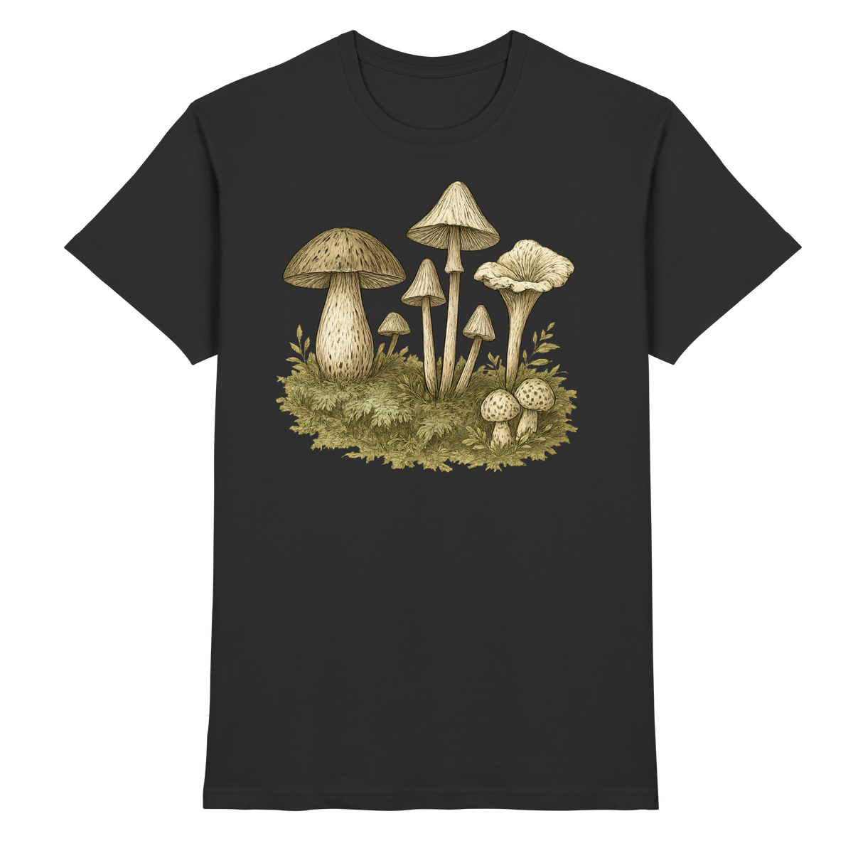 Black Arvenzo Forest Floor unisex shirt featuring a detailed forest-inspired graphic on the front.