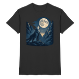 Front view of Arvenzo Silver Howl unisex black shirt with silver graphic design, made from premium fabric.