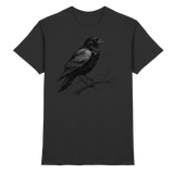 Black unisex Dark Raven shirt by Arvenzo, front view showcasing a sleek, premium black shirt design.