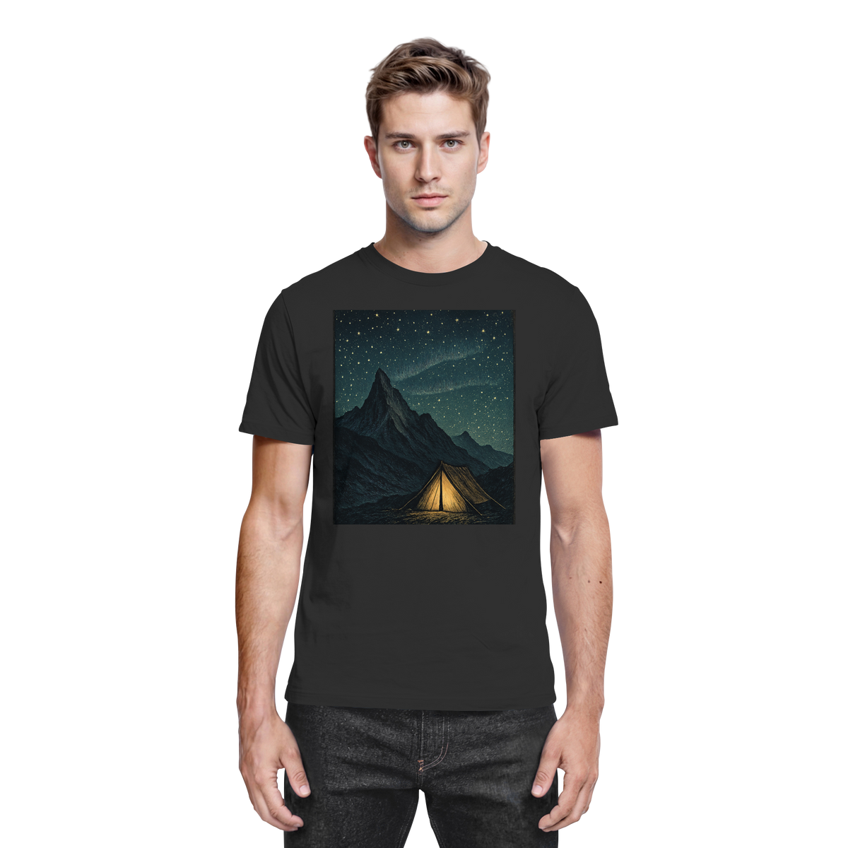 Front view of Arvenzo North Light Unisex Shirt in black, showcasing a premium casual shirt with a classic fit and smooth fabric.
