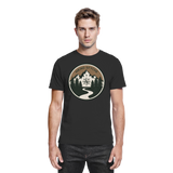 Black unisex Trail Crest Shirt by Arvenzo featuring a front view with a sleek, minimalist design and comfortable fit.