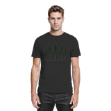 Black Arvenzo Pine Dusk unisex shirt front view, showcasing a stylish and comfortable design with a classic collar and smooth fabric.