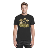 Black Arvenzo Forest Floor unisex shirt featuring a detailed nature-inspired forest design on the front.