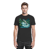 Front view of Arvenzo silver run unisex shirt in black, showcasing a sleek design and comfortable fit.