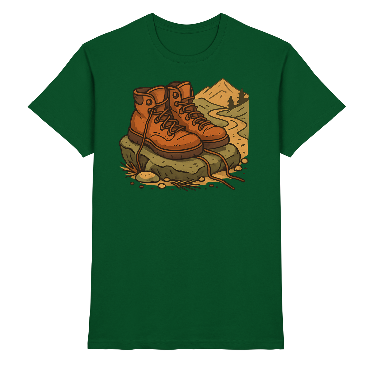 Arvenzo Trail Rest unisex shirt in bottle green, front view showing casual fit and soft fabric for outdoor wear.