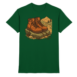 Arvenzo Trail Rest unisex shirt in bottle green, front view showing casual fit and soft fabric for outdoor wear.