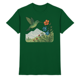 Front view of Arvenzo Bloom Wing unisex shirt in bottle green with a stylish design.