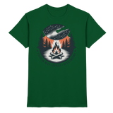 Unisex Star Map Shirt by Arvenzo in bottle green with a celestial star pattern on the front.