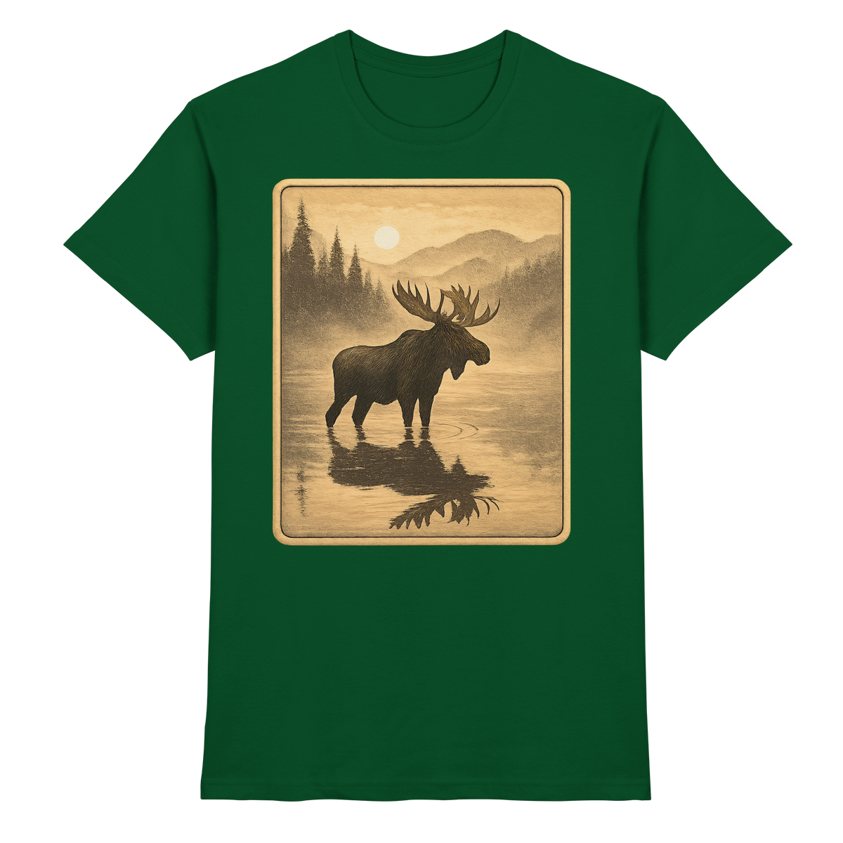 Front view of Arvenzo Calm Shore unisex shirt in bottle green, showcasing a relaxed fit and soft fabric.