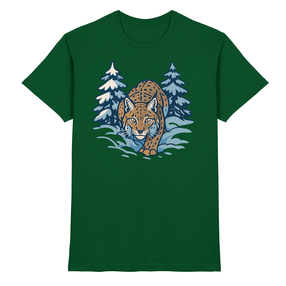 Arvenzo Snow Lynx unisex shirt in bottle green, front view showcasing the stylish design and comfortable fit.