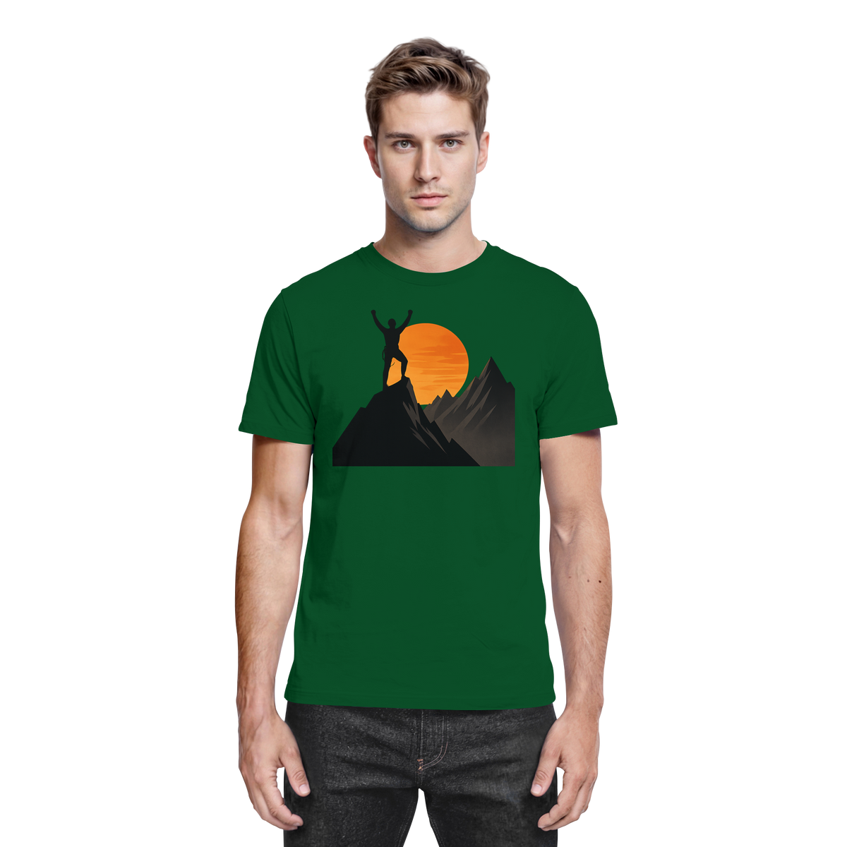 Front view of Arvenzo Bold Ascent unisex shirt in bottle green, showcasing its premium fabric and stylish design.
