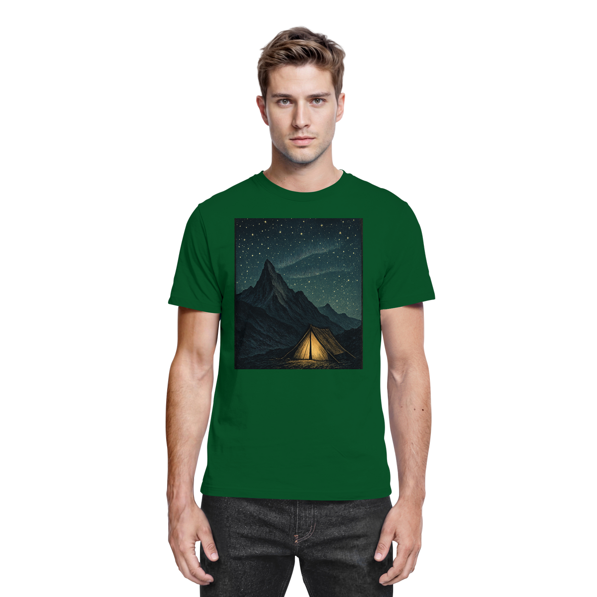 Arvenzo North Light unisex shirt in bottle green, front view showing a premium casual shirt with a classic collar.