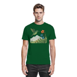 Front view of Arvenzo Bloom Wing unisex shirt in bottle green, showcasing a stylish, premium design on soft fabric.