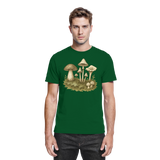 Arvenzo Forest Floor unisex shirt in bottle green with a nature-inspired forest design on the front.