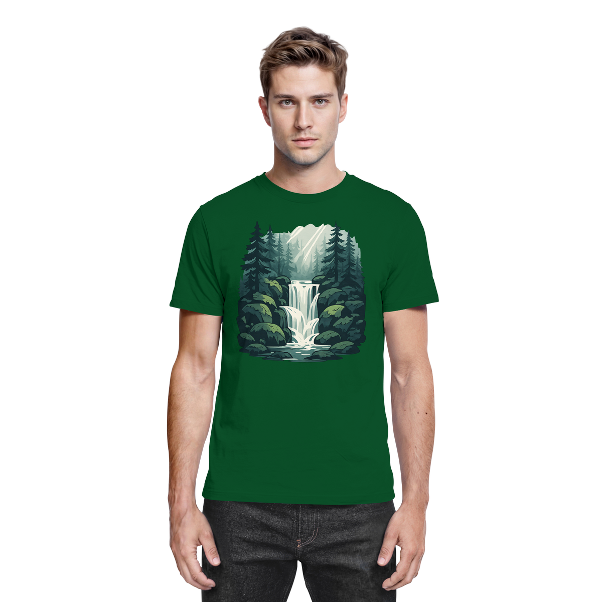 Arvenzo Fall Creek unisex shirt in bottle green, front view showcasing a premium casual shirt design.