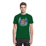 Front view of Arvenzo Snow Lynx unisex shirt in bottle green, showcasing its premium design and comfortable fit.