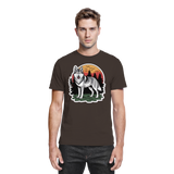 Front view of Arvenzo Lone Dusk unisex brown shirt with a classic fit and smooth fabric, showcasing its stylish design.